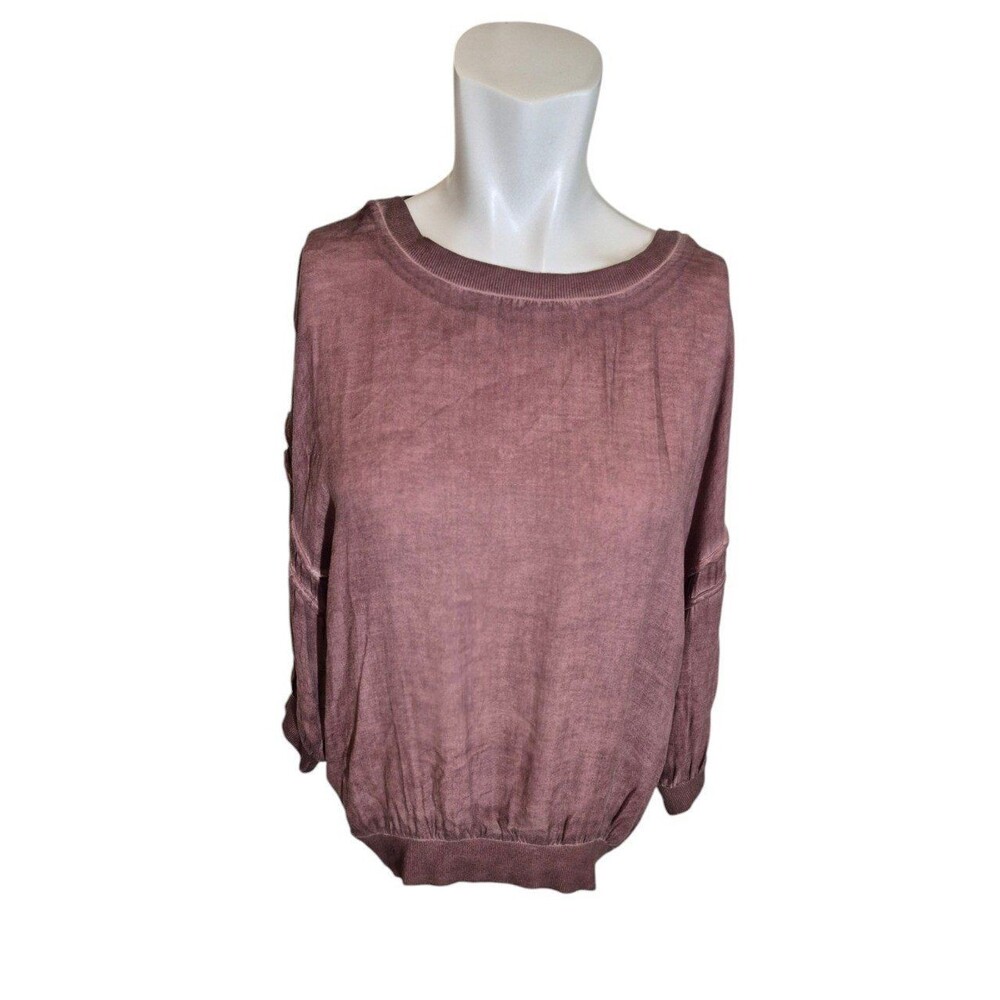 Young Fabulous & Broke Top Vintage Wash Dolman Boat Neck Maroon Burgundy Sz S